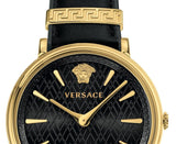 Buy Shop Versace V Circulus Quartz Black Dial Black Leather Strap Watch for Women - VBP12017 USA Online