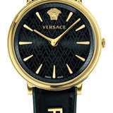 Buy Shop Versace V Circulus Quartz Black Dial Black Leather Strap Watch for Women - VBP12017 USA Online