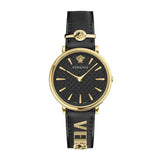 Buy Shop Versace V Circulus Quartz Black Dial Black Leather Strap Watch for Women - VBP12017 USA Online