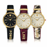 Buy Shop Versace V Circulus Quartz Black Dial Black Leather Strap Watch for Women - VBP12017 USA Online