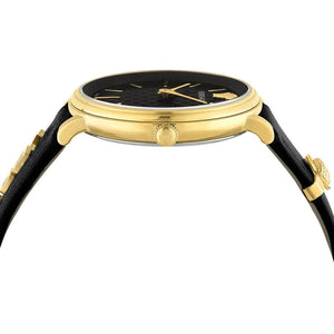 Buy Shop Versace V Circulus Quartz Black Dial Black Leather Strap Watch for Women - VBP12017 USA Online