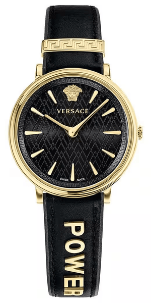 Buy Shop Versace V Circulus Quartz Black Dial Black Leather Strap Watch for Women - VBP12017 USA Online