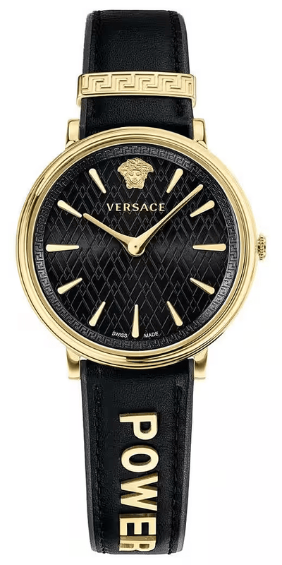 Buy Shop Versace V Circulus Quartz Black Dial Black Leather Strap Watch for Women - VBP12017 USA Online