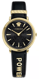 Buy Shop Versace V Circulus Quartz Black Dial Black Leather Strap Watch for Women - VBP12017 USA Online