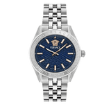 Buy Shop Versace V-Code Analog Blue Dial Silver Steel Strap Watch for Women - VE8I00324 USA Online