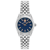Buy Shop Versace V-Code Analog Blue Dial Silver Steel Strap Watch for Women - VE8I00324 USA Online