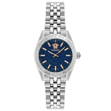 Buy Shop Versace V-Code Analog Blue Dial Silver Steel Strap Watch for Women - VE8I00324 USA Online