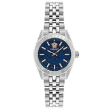 Buy Shop Versace V-Code Analog Blue Dial Silver Steel Strap Watch for Women - VE8I00324 USA Online