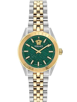 Buy Shop Versace V-Code Analog Green Dial Two Tone Steel Strap Watch for Women - VE8I00424 USA Online