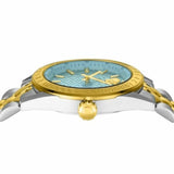 Buy Shop Versace V-Code Analog Turquoise Dial Two Tone Steel Strap Watch for Women - VE8I00524 USA Online