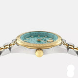 Buy Shop Versace V-Code Analog Turquoise Dial Two Tone Steel Strap Watch for Women - VE8I00524 USA Online