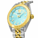 Buy Shop Versace V-Code Analog Turquoise Dial Two Tone Steel Strap Watch for Women - VE8I00524 USA Online