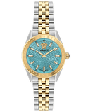 Buy Shop Versace V-Code Analog Turquoise Dial Two Tone Steel Strap Watch for Women - VE8I00524 USA Online