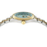 Buy Shop Versace V-Code Analog Turquoise Dial Two Tone Steel Strap Watch for Women - VE8I00524 USA Online