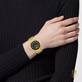 Buy Shop Versace V-Code Quartz Black Dial Gold Steel Strap Watch for Women - VE8I00724 USA Online