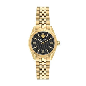 Buy Shop Versace V-Code Quartz Black Dial Gold Steel Strap Watch for Women - VE8I00724 USA Online
