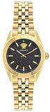 Buy Shop Versace V-Code Quartz Black Dial Gold Steel Strap Watch for Women - VE8I00724 USA Online
