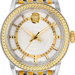 Buy Shop Versace V Eternal Quartz White Dial Two Tone Steel Strap Watch For Men - VEPO00620 USA Online