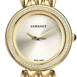Buy Shop Versace V Flare Diamonds Silver Dial Gold Steel Strap Watch for Women - VEBN00918 USA Online