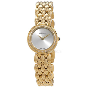 Buy Shop Versace V Flare Diamonds Silver Dial Gold Steel Strap Watch for Women - VEBN00918 USA Online