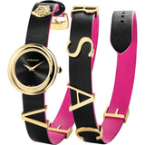 Buy Shop Versace V-Flare Quartz Black Dial Black Leather Strap Watch for Women - VEBN00218 USA Online
