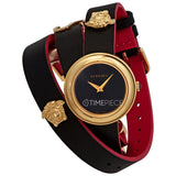 Buy Shop Versace V-Flare Quartz Black Dial Black Leather Strap Watch for Women - VEBN00218 USA Online