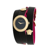 Buy Shop Versace V-Flare Quartz Black Dial Black Leather Strap Watch for Women - VEBN00218 USA Online