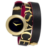 Buy Shop Versace V-Flare Quartz Black Dial Black Leather Strap Watch for Women - VEBN00218 USA Online