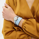 Buy Shop Versace V Flare Silver Dial Blue Leather Strap Watch for Women - VEBN00118 USA Online