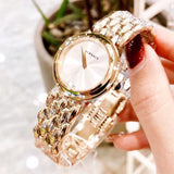 Buy Shop Versace V-Flare Quartz Silver Dial Gold Steel Strap Watch for Women - VEBN00718 USA Online
