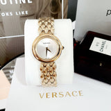 Buy Shop Versace V-Flare Quartz Silver Dial Gold Steel Strap Watch for Women - VEBN00718 USA Online