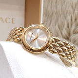 Buy Shop Versace V-Flare Quartz Silver Dial Gold Steel Strap Watch for Women - VEBN00718 USA Online