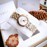 Buy Shop Versace V-Flare Quartz Silver Dial Gold Steel Strap Watch for Women - VEBN00718 USA Online