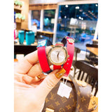 Buy Shop Versace V-Flare Quartz Silver Dial Red Leather Strap Watch for Women - VEBN00418 USA Online
