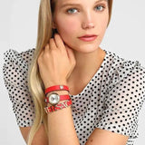 Buy Shop Versace V-Flare Quartz Silver Dial Red Leather Strap Watch for Women - VEBN00418 USA Online