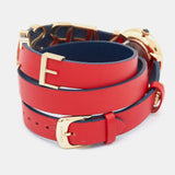 Buy Shop Versace V-Flare Quartz Silver Dial Red Leather Strap Watch for Women - VEBN00418 USA Online