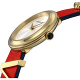 Buy Shop Versace V-Flare Quartz Silver Dial Red Leather Strap Watch for Women - VEBN00418 USA Online