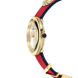 Buy Shop Versace V-Flare Quartz Silver Dial Red Leather Strap Watch for Women - VEBN00418 USA Online