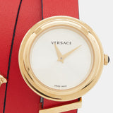 Buy Shop Versace V-Flare Quartz Silver Dial Red Leather Strap Watch for Women - VEBN00418 USA Online