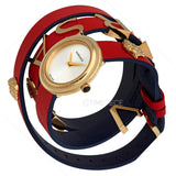 Buy Shop Versace V-Flare Quartz Silver Dial Red Leather Strap Watch for Women - VEBN00418 USA Online