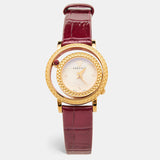 Buy Shop Versace V-Flare Quartz Silver Dial Red Leather Strap Watch for Women - VEBN00418 USA Online