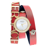 Buy Shop Versace V-Flare Quartz Silver Dial Red Leather Strap Watch for Women - VEBN00418 USA Online