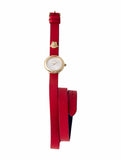 Buy Shop Versace V-Flare Quartz Silver Dial Red Leather Strap Watch for Women - VEBN00418 USA Online