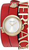Buy Shop Versace V-Flare Quartz Silver Dial Red Leather Strap Watch for Women - VEBN00418 USA Online