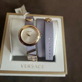 Buy Shop Versace V-Flare Silver Dial Purple Leather Strap Watch for Women - VEBN00318 USA Online