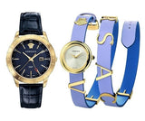 Buy Shop Versace V-Flare Silver Dial Purple Leather Strap Watch for Women - VEBN00318 USA Online