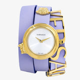 Buy Shop Versace V-Flare Silver Dial Purple Leather Strap Watch for Women - VEBN00318 USA Online