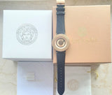 Buy Shop Versace V Metal Icon Black Dial Black Leather Strap Watch For Men - VQL020015 USA Online