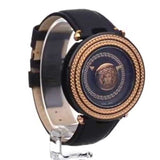 Buy Shop Versace V Metal Icon Black Dial Black Leather Strap Watch For Men - VQL020015 USA Online