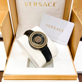 Buy Shop Versace V Metal Icon Black Dial Black Leather Strap Watch For Men - VQL020015 USA Online
